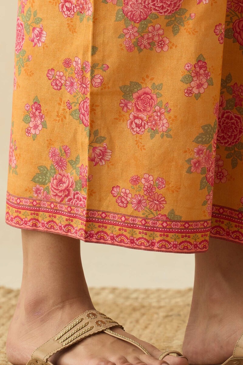 Mustard Printed Cotton Farsi
