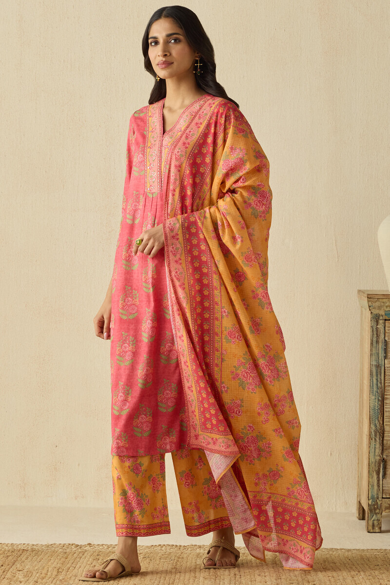 Mustard Printed Cotton Farsi