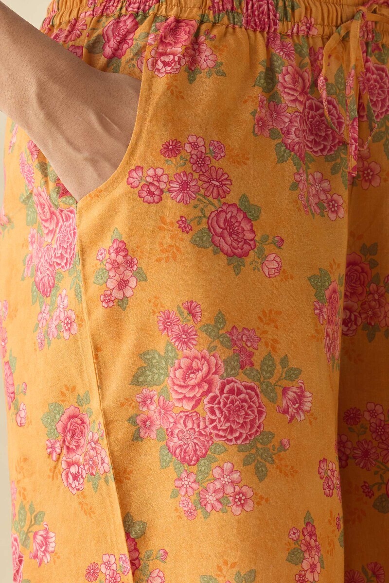 Mustard Printed Cotton Farsi