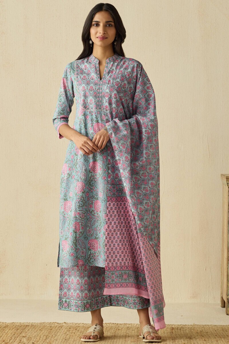 Blue Hand Printed Cotton Farsi