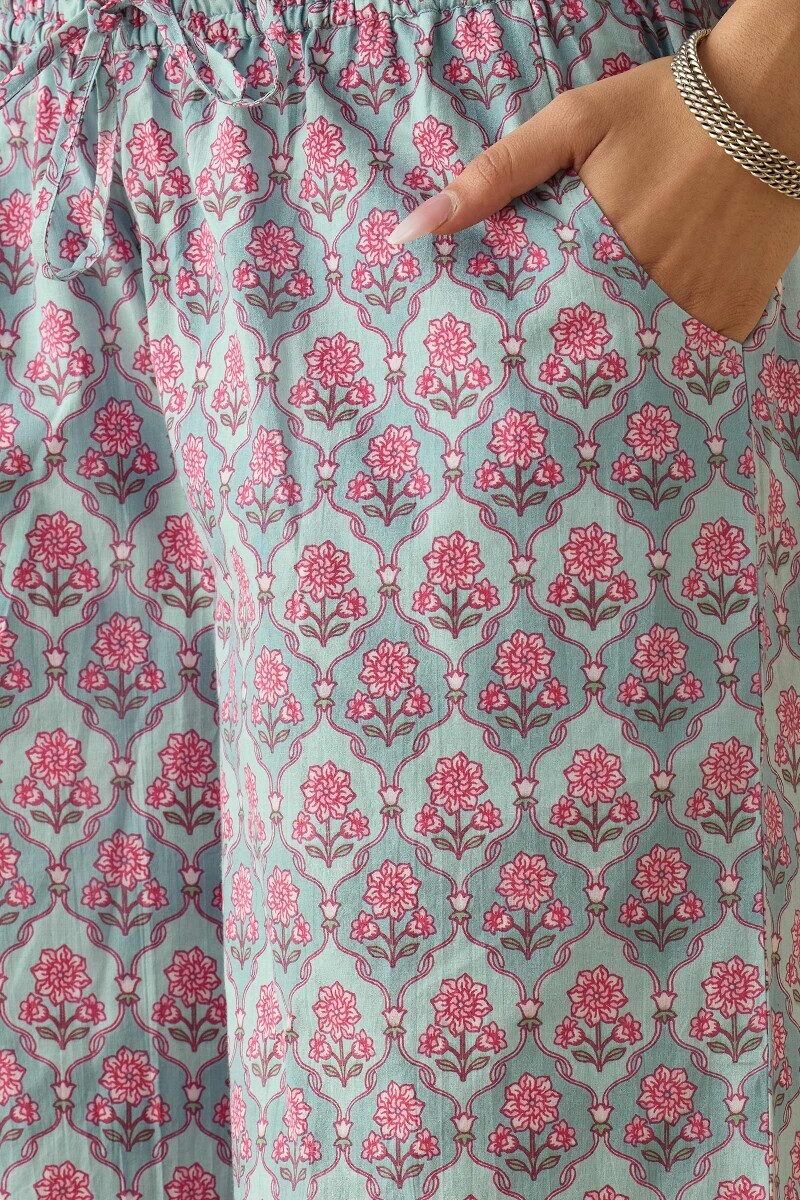 Blue Hand Printed Cotton Farsi