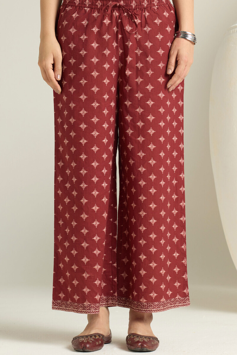 Maroon Printed Cotton Farsi