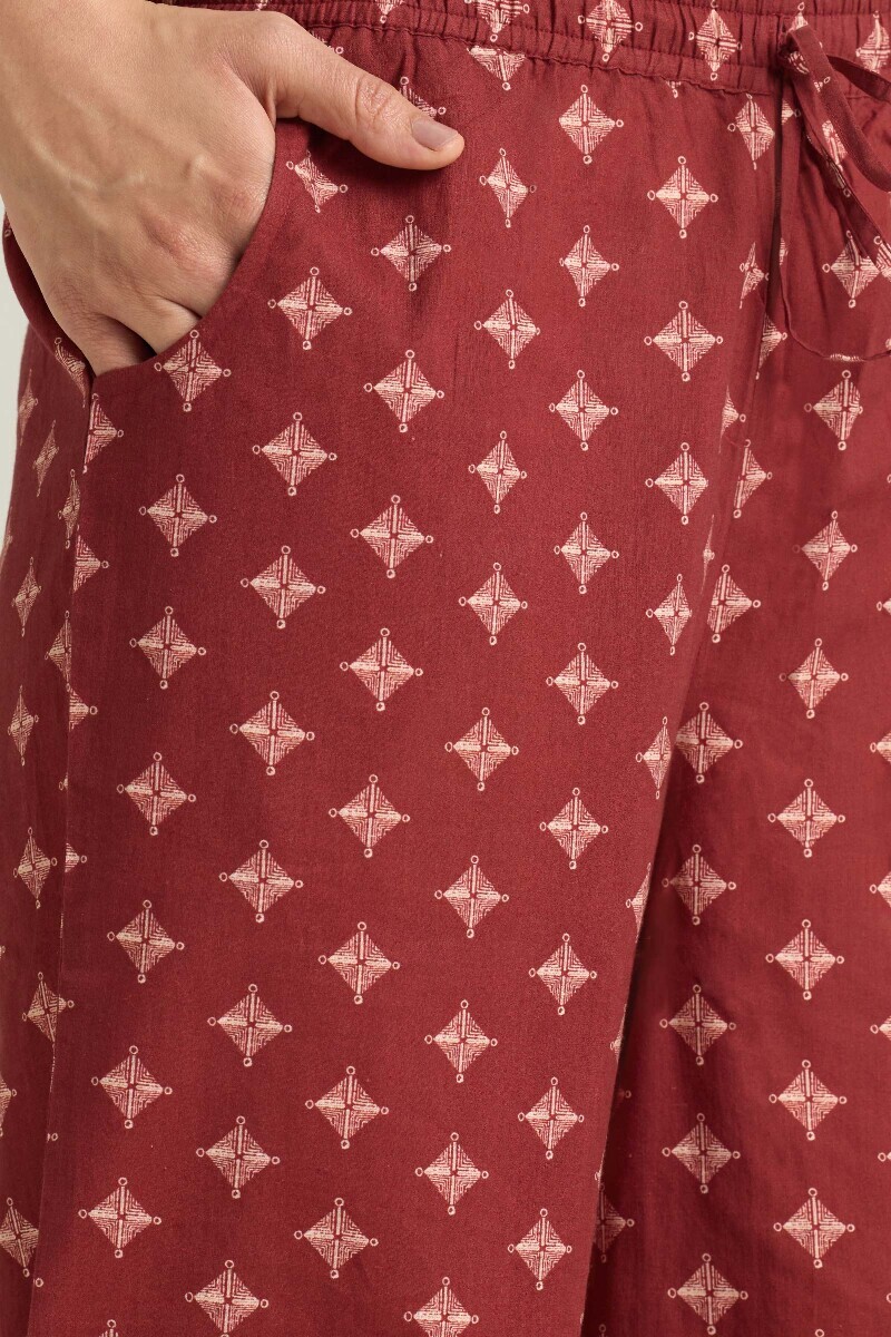 Maroon Printed Cotton Farsi