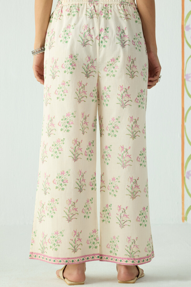 Cream Hand Block Printed Cotton Farsi