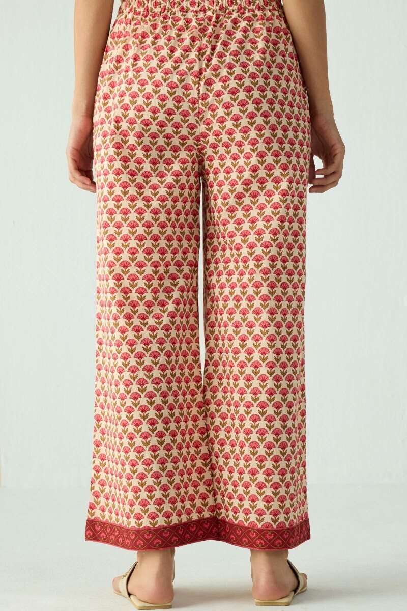 Cream Hand Printed Cotton Farsi