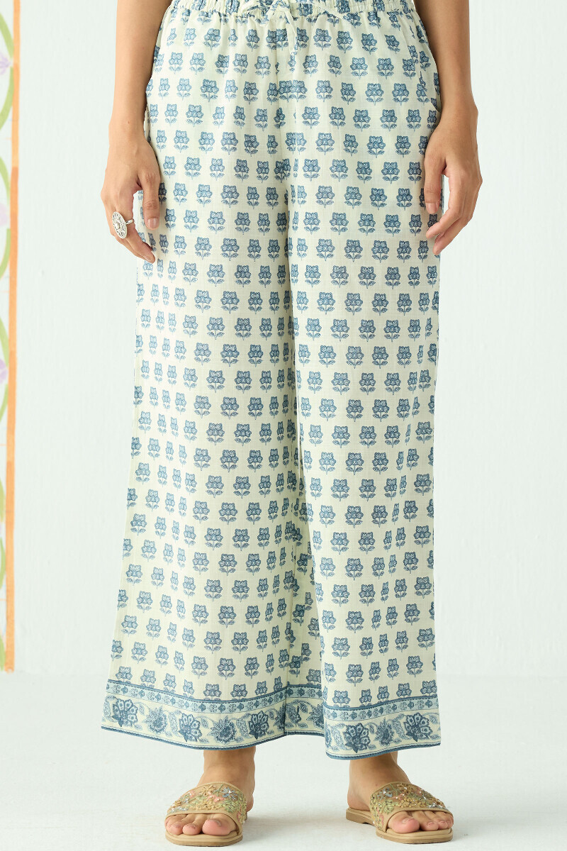 Off-White Hand Printed Cotton Slub Farsi