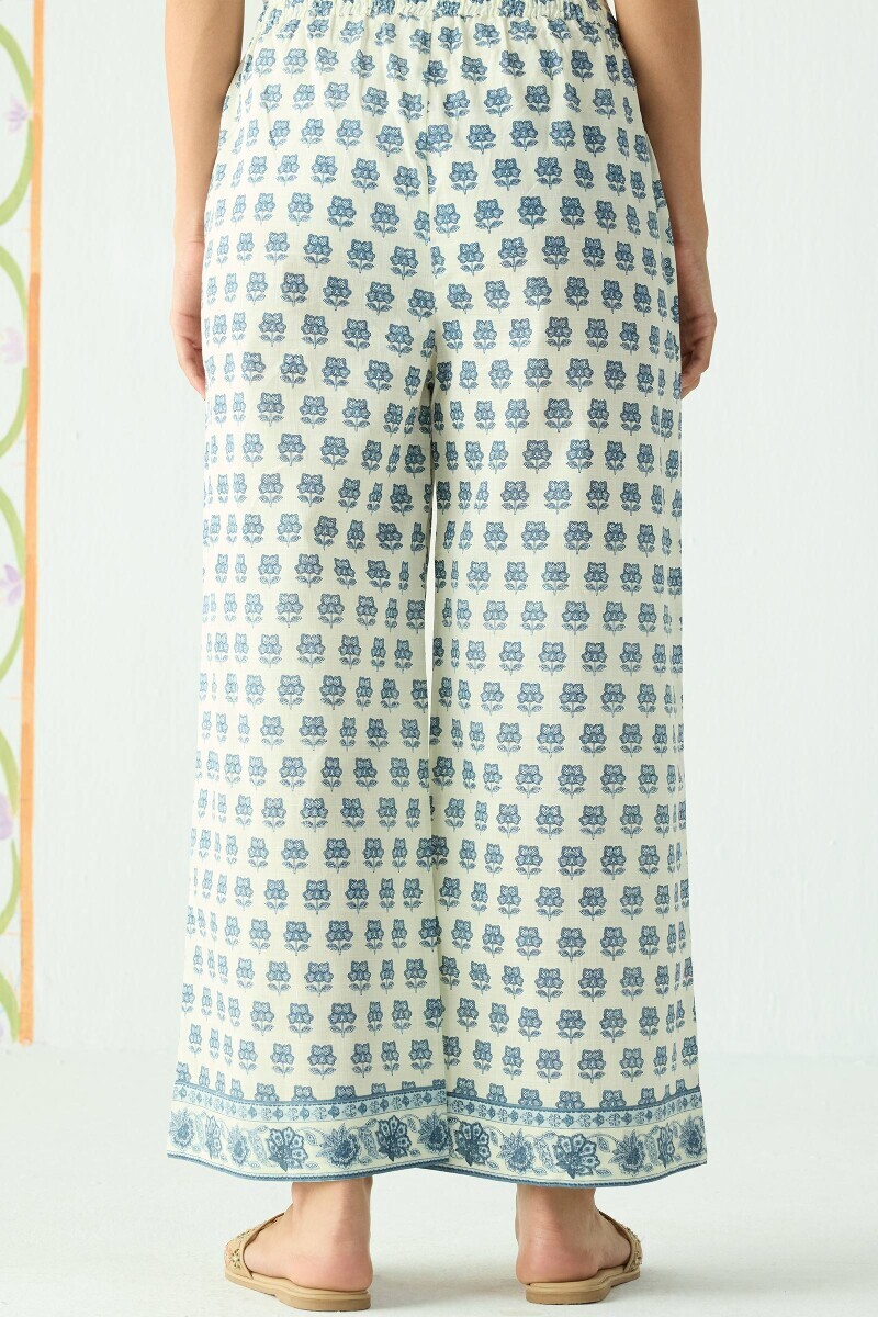 Off-White Hand Printed Cotton Slub Farsi