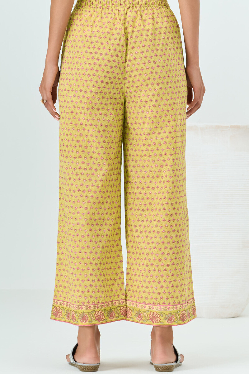 Green Hand Printed Cotton Slub Farsi