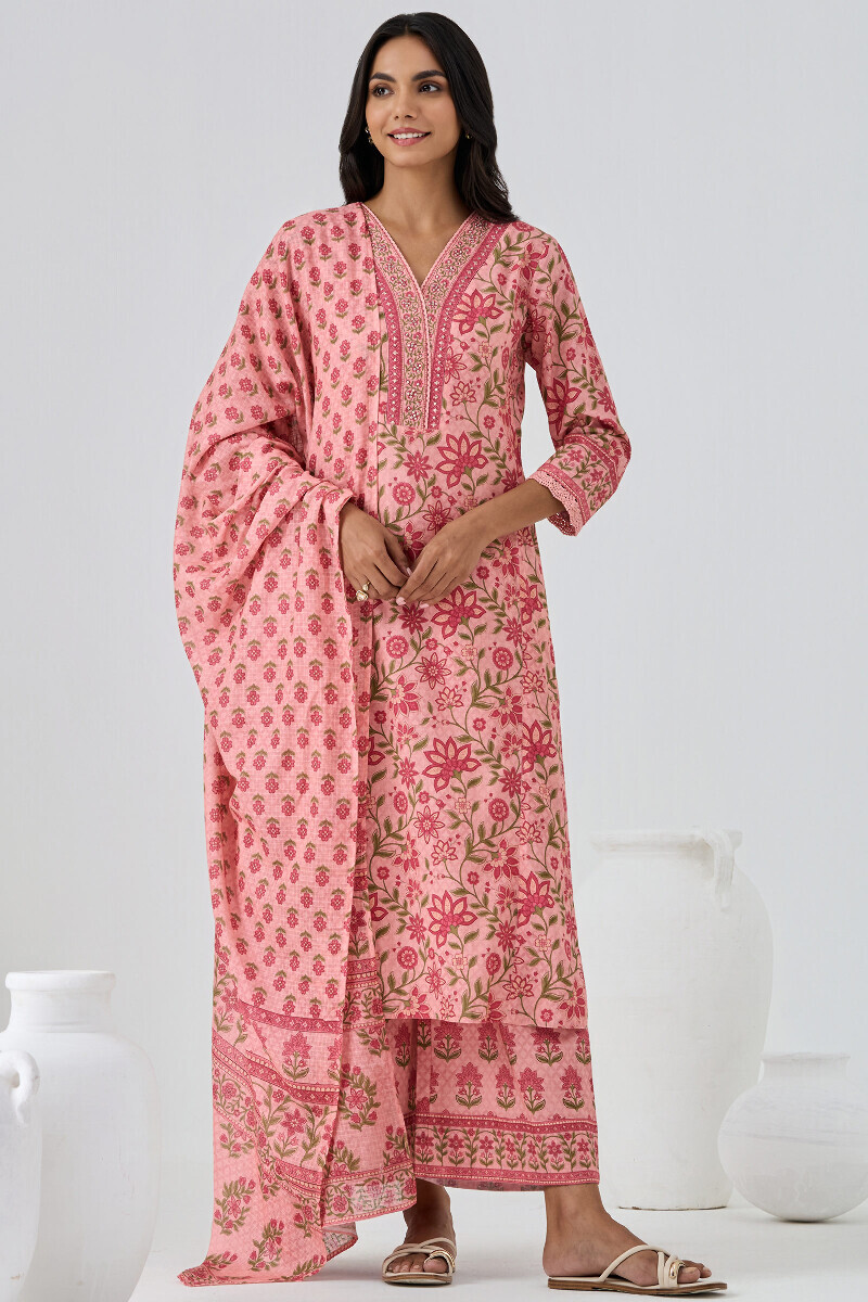 Peach Printed Cotton Farsi