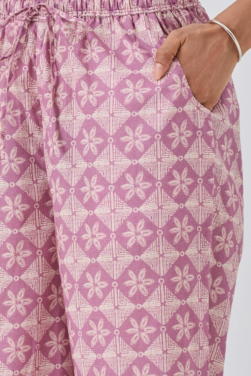 Purple Printed Cotton Farsi
