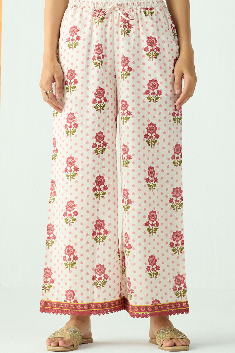 White Hand Printed Cotton Dobby Farsi