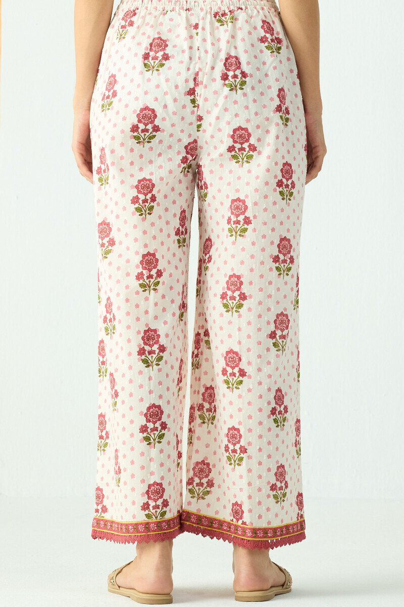 White Hand Printed Cotton Dobby Farsi