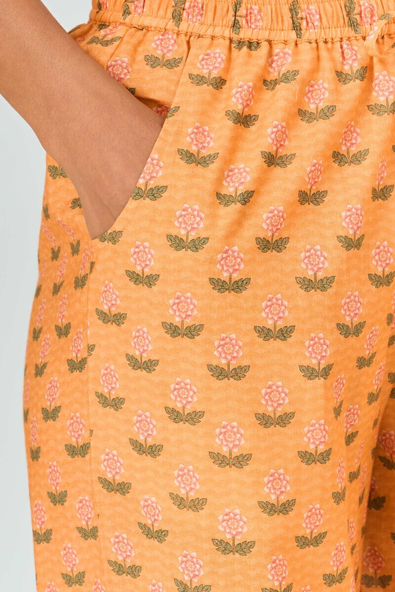 Yellow Printed Cotton Farsi