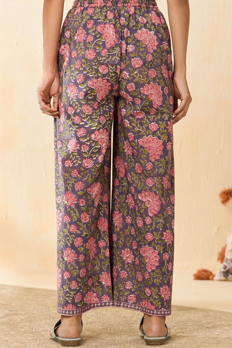 Mauve Hand Block Printed Cotton Farsi