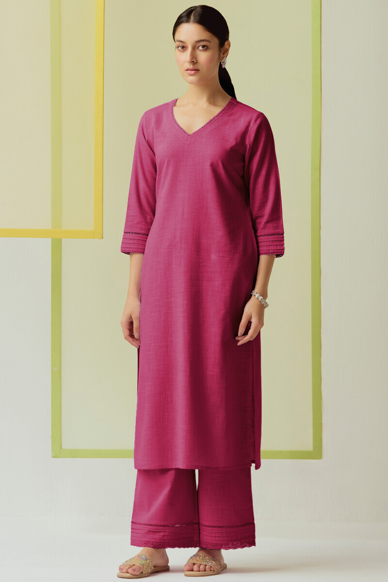 Pink Handcrafted Gauze Slub Farsi