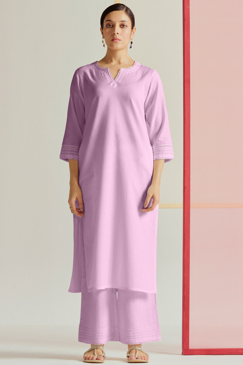 Purple Handcrafted Gauze Slub Farsi