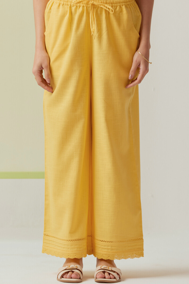Yellow Handcrafted Gauze Slub Farsi