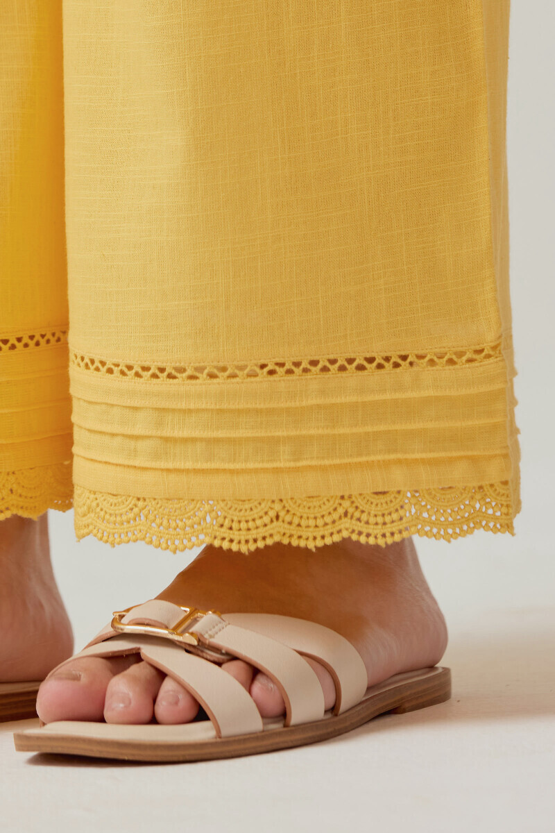 Yellow Handcrafted Gauze Slub Farsi