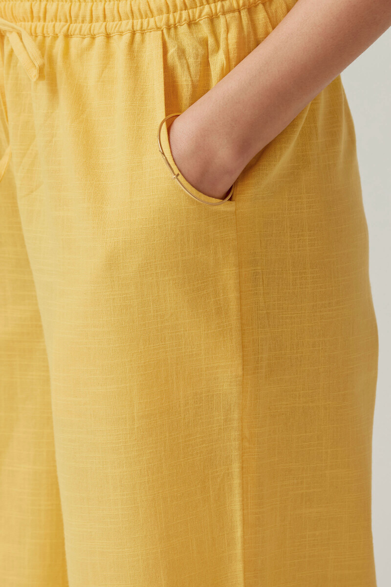 Yellow Handcrafted Gauze Slub Farsi