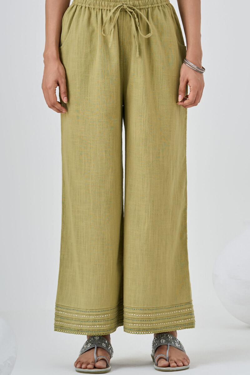 Green Handcrafted Gauze Slub Farsi