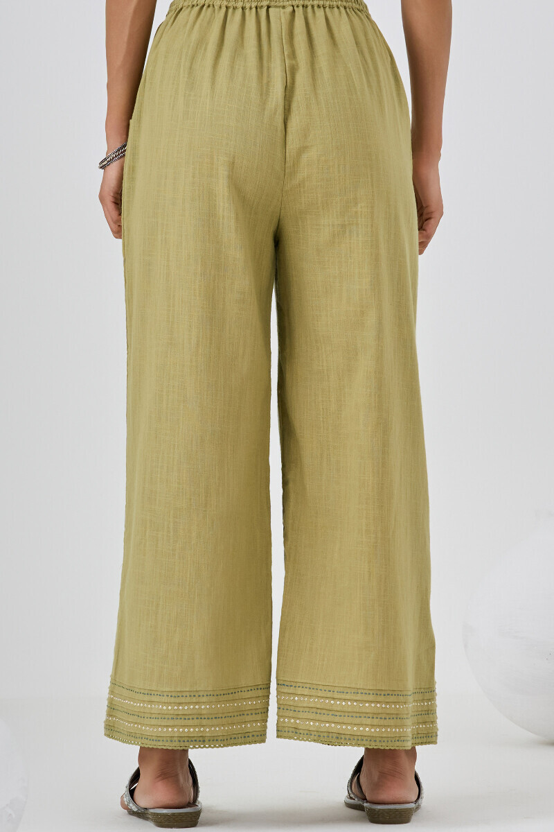 Green Handcrafted Gauze Slub Farsi