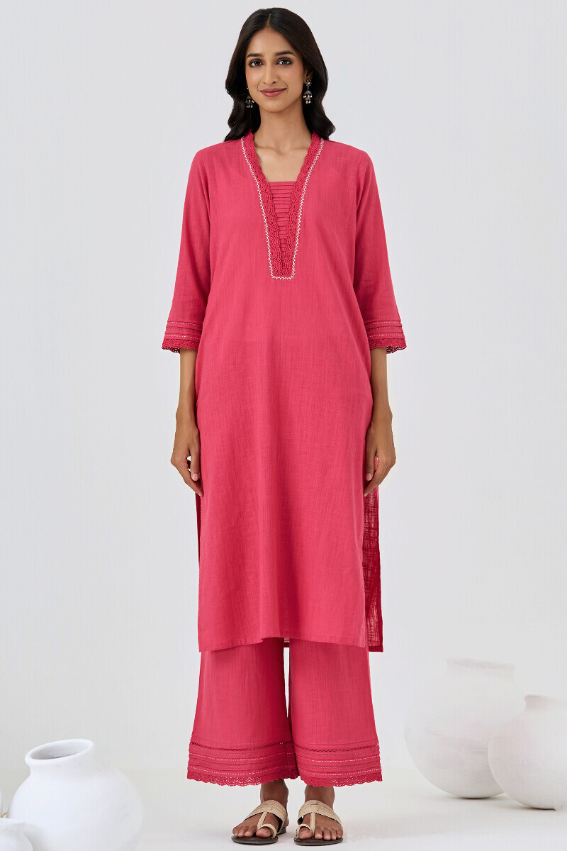 Pink Handcrafted Gauze Slub Farsi