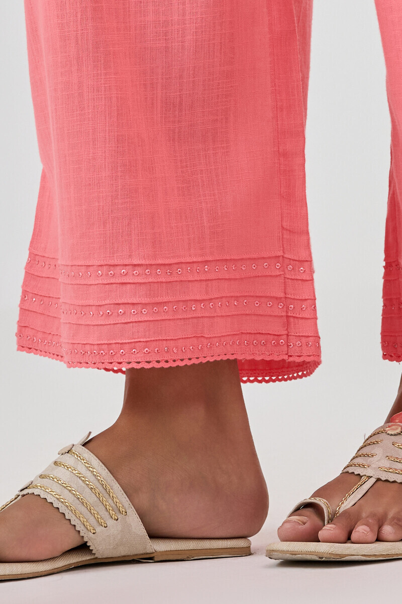 Pink Handcrafted Gauze Slub Farsi