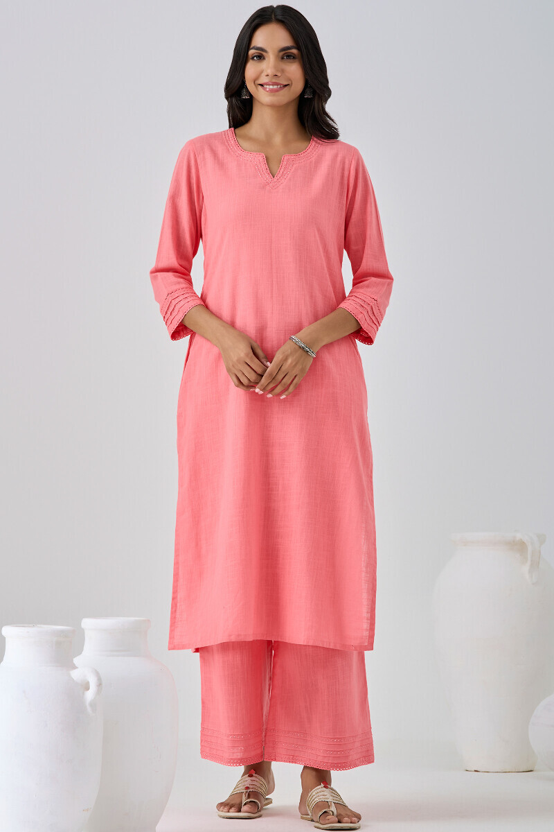 Pink Handcrafted Gauze Slub Farsi