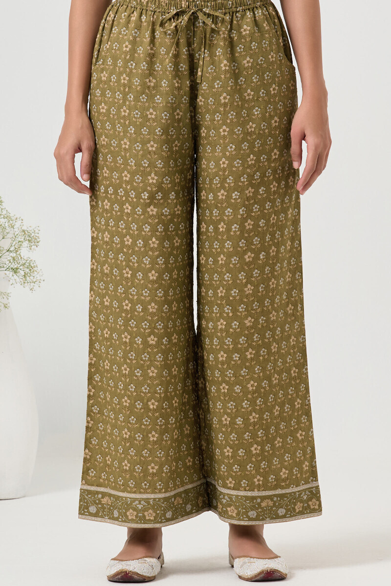 Green Hand Block Printed Cotton Farsi