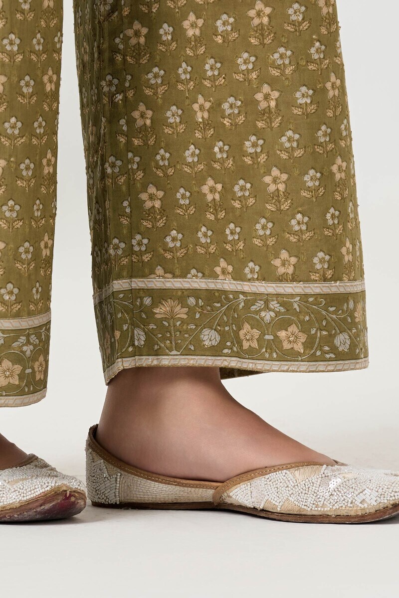 Green Hand Block Printed Cotton Farsi