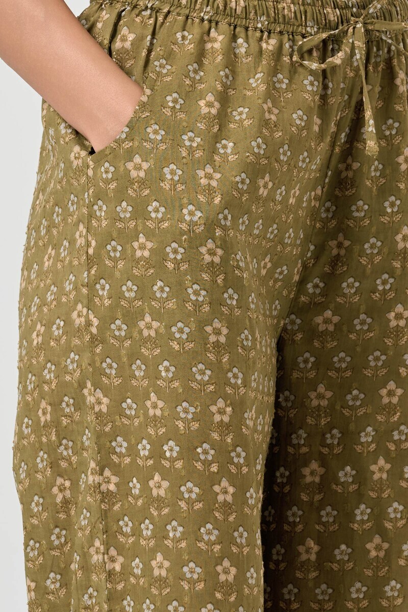 Green Hand Block Printed Cotton Farsi