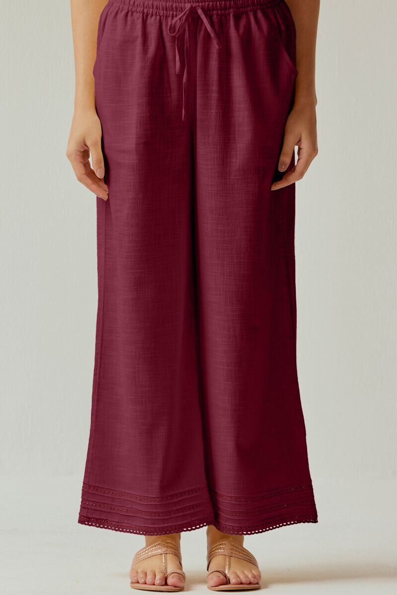 Maroon Handcrafted Gauze Slub Farsi