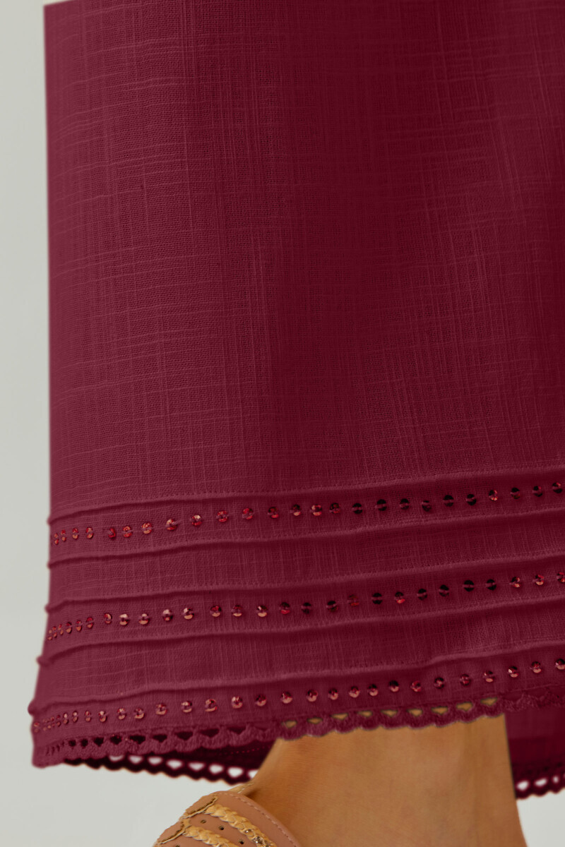 Maroon Handcrafted Gauze Slub Farsi
