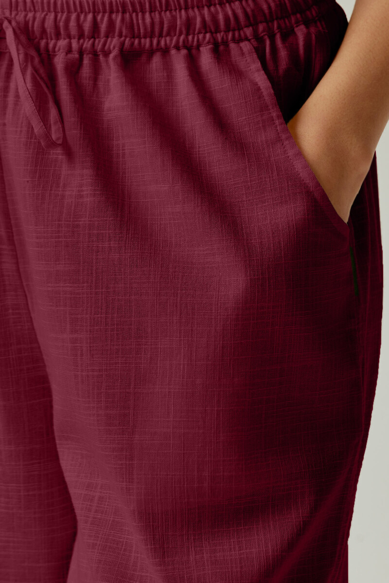 Maroon Handcrafted Gauze Slub Farsi