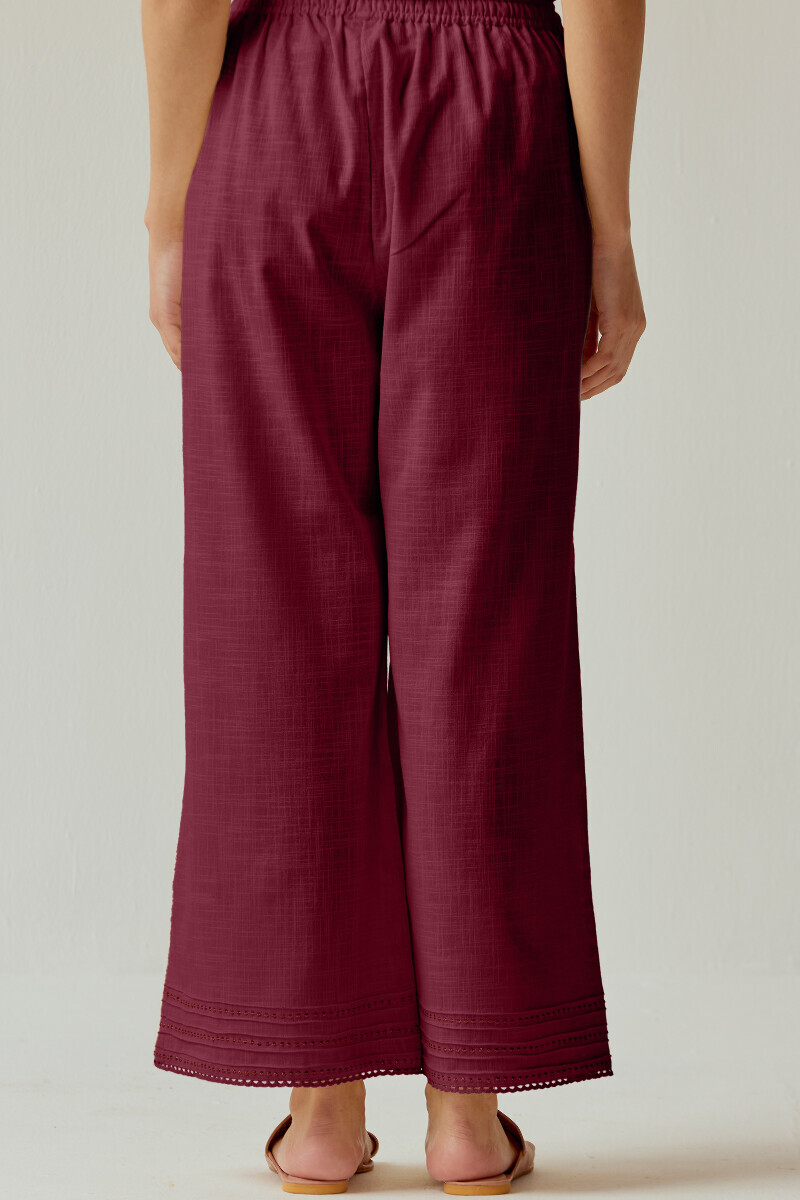 Maroon Handcrafted Gauze Slub Farsi