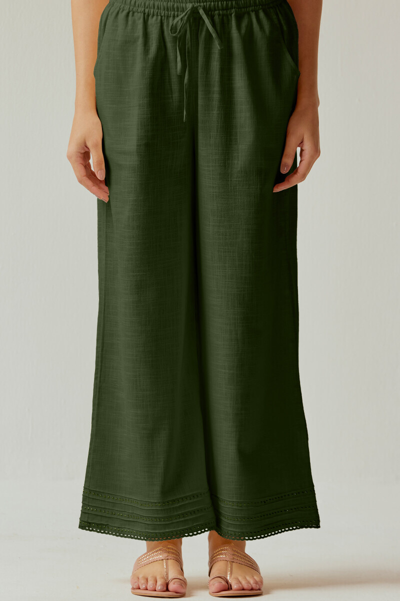 Green Handcrafted Gauze Slub Farsi