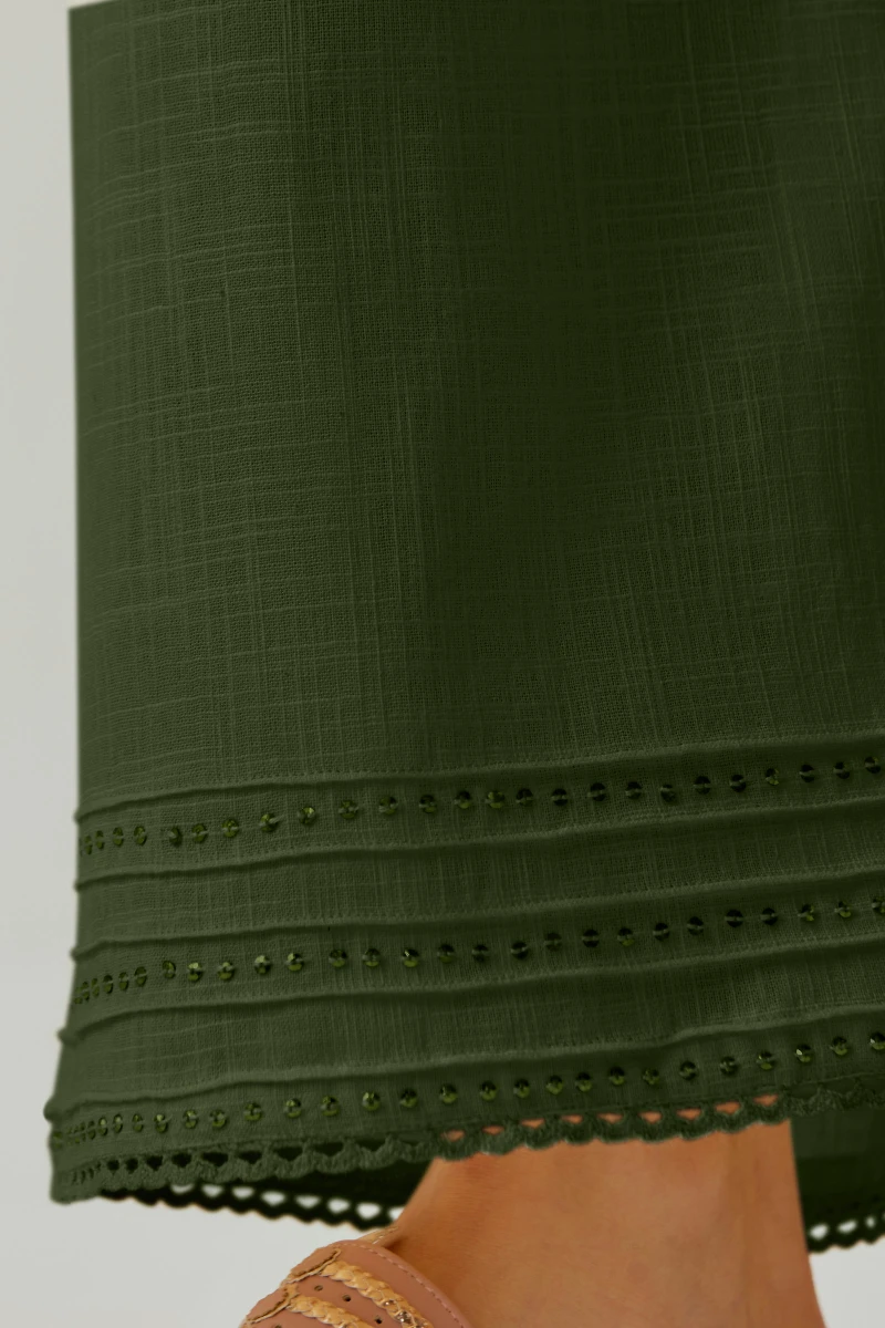 Green Handcrafted Gauze Slub Farsi