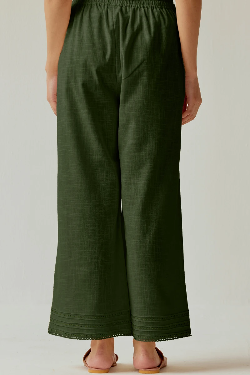 Green Handcrafted Gauze Slub Farsi