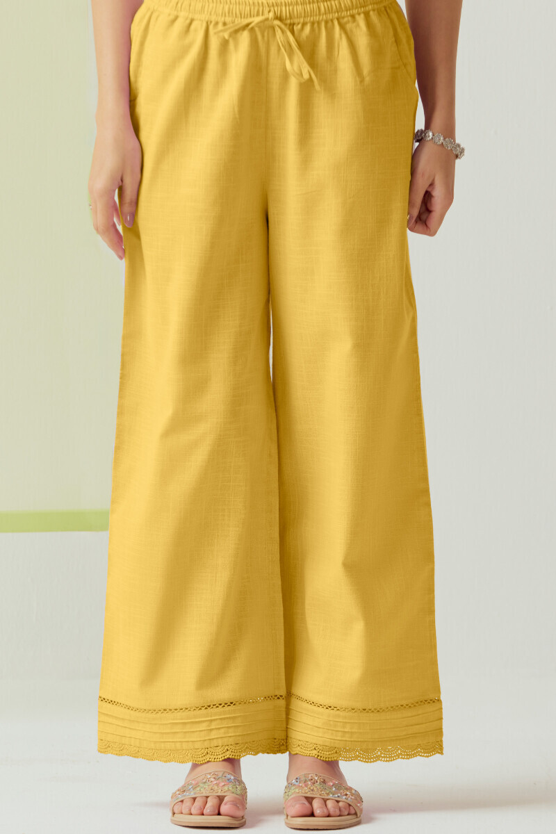 Yellow Handcrafted Gauze Slub Farsi