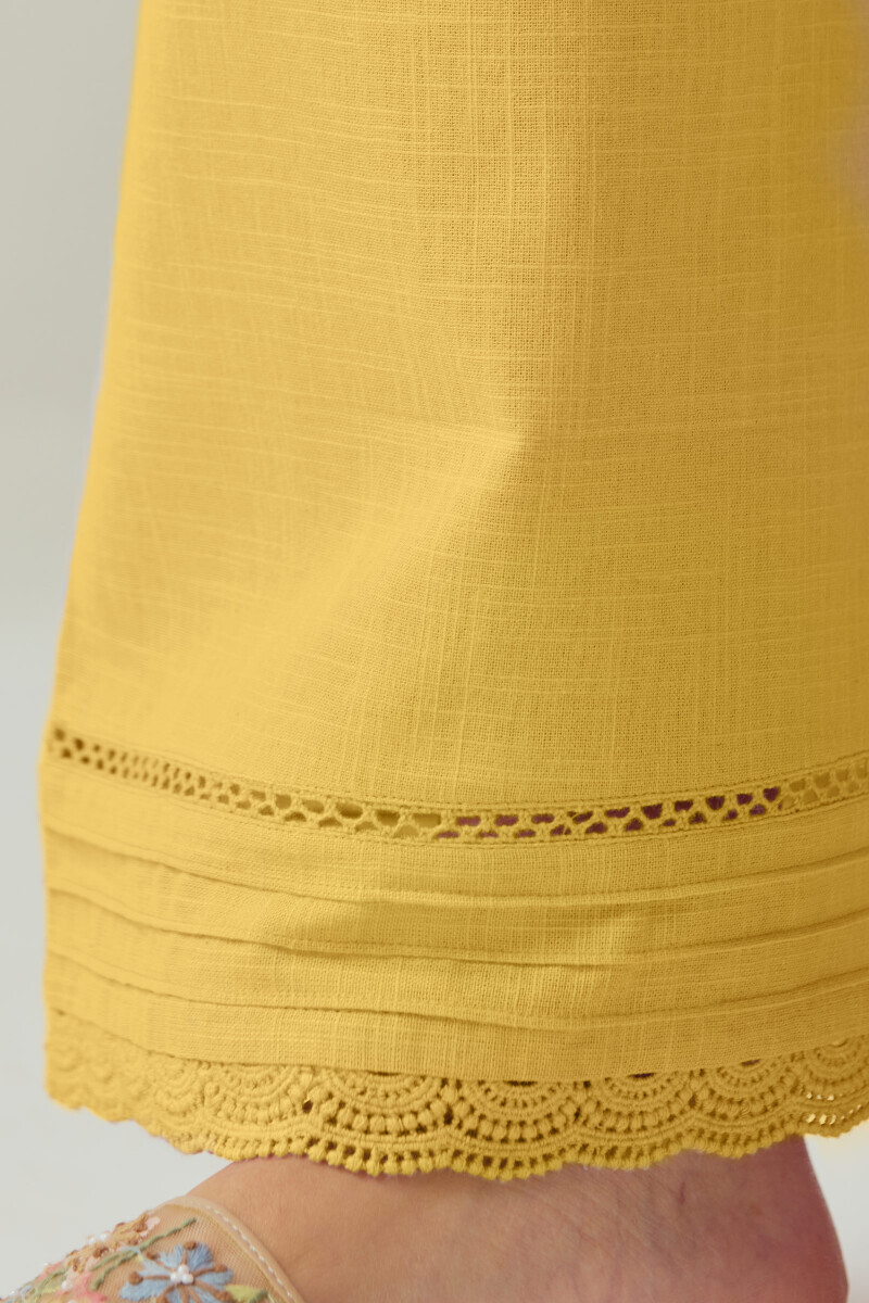 Yellow Handcrafted Gauze Slub Farsi