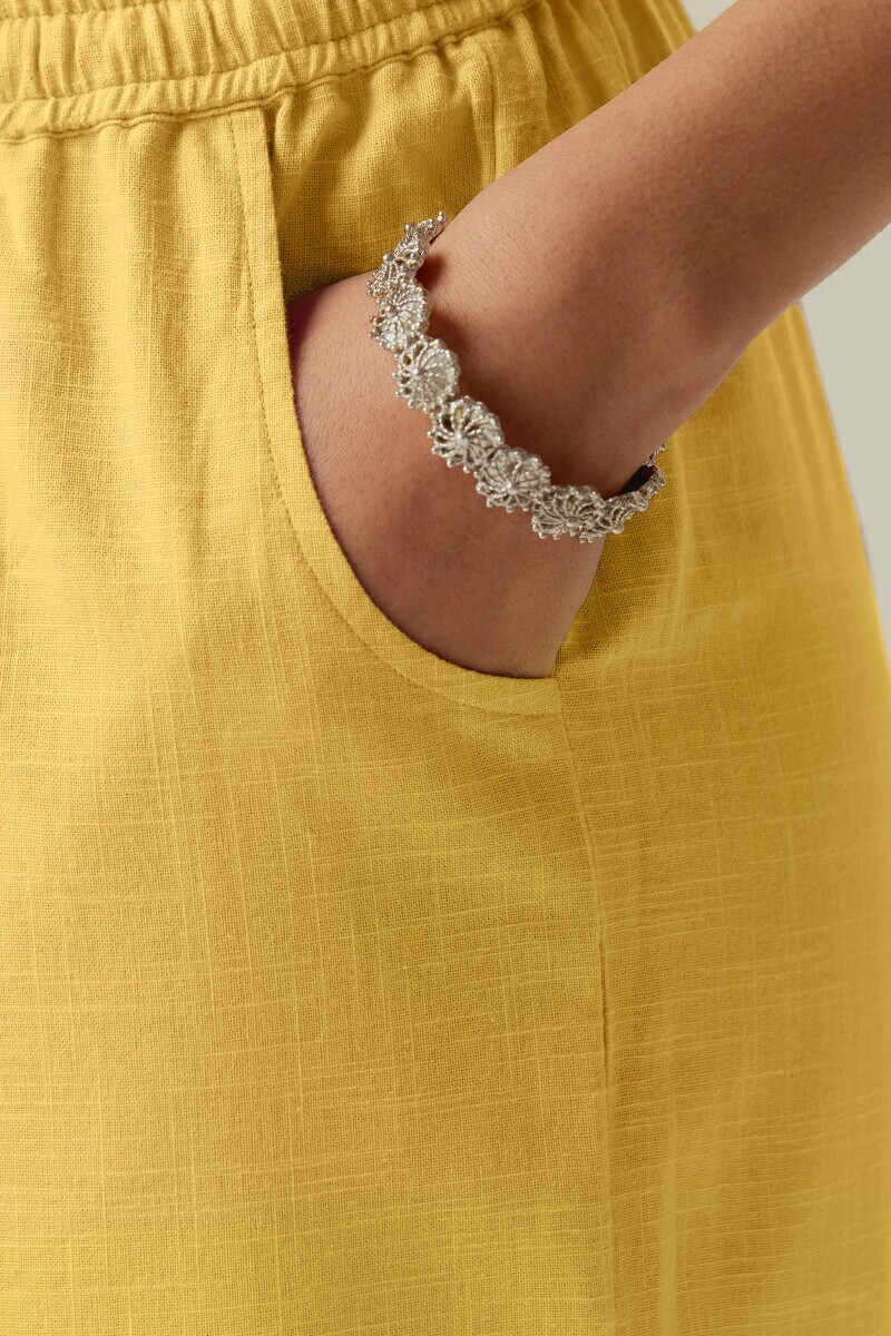 Yellow Handcrafted Gauze Slub Farsi