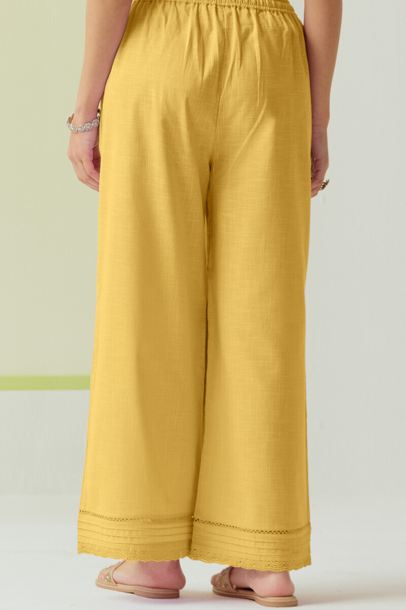 Yellow Handcrafted Gauze Slub Farsi