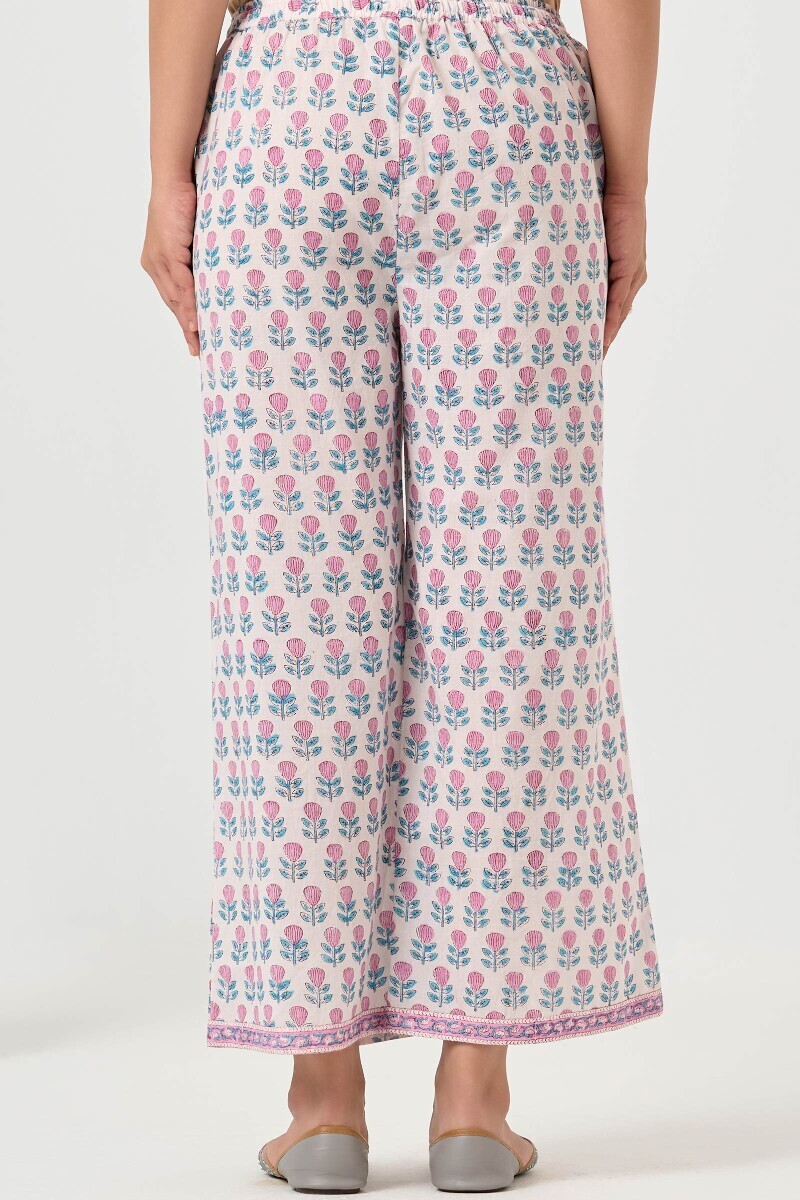 White Hand Block Printed Cotton Farsi
