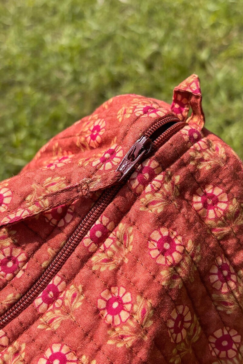 Brown Hand Block Printed Cotton Holdall Bag
