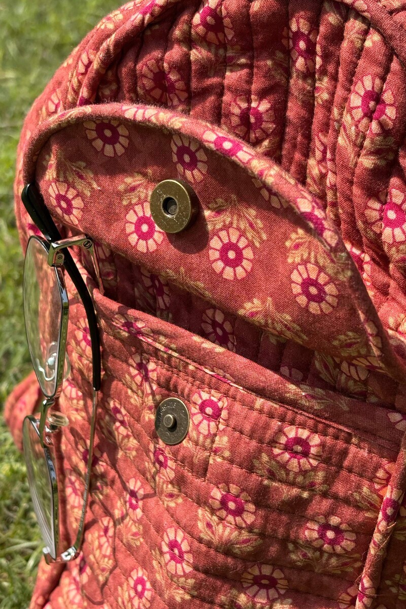 Brown Hand Block Printed Cotton Holdall Bag