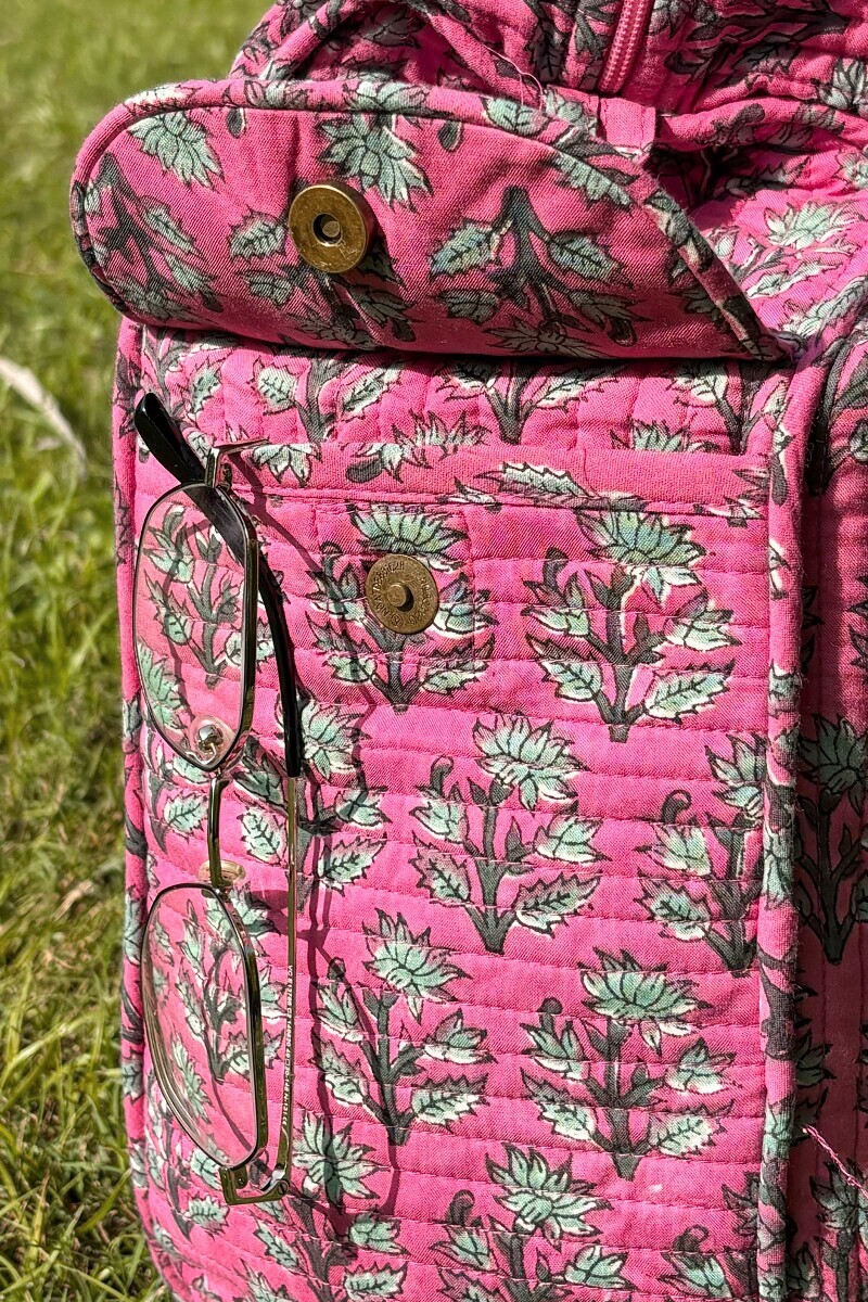 Pink Printed Cotton Holdall Bag