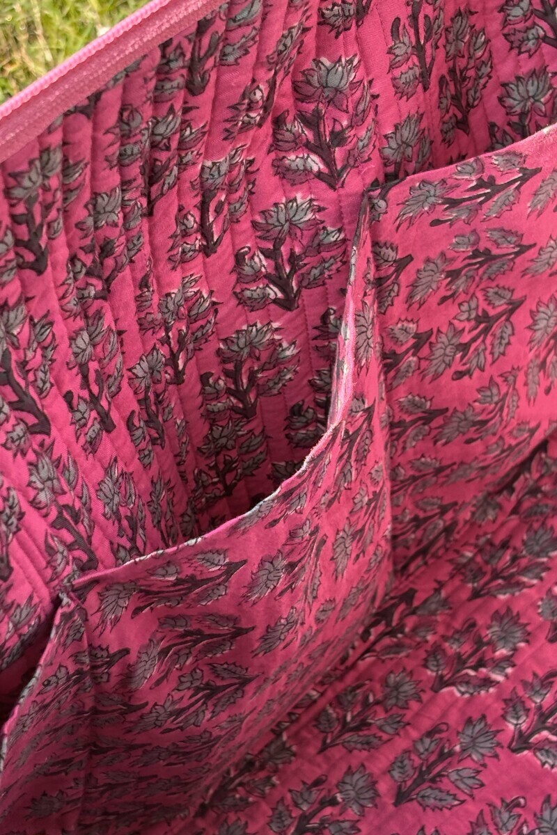 Pink Printed Cotton Holdall Bag