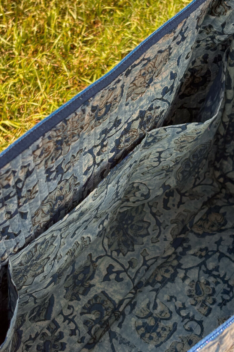 Yellow Printed Cotton Holdall Bag