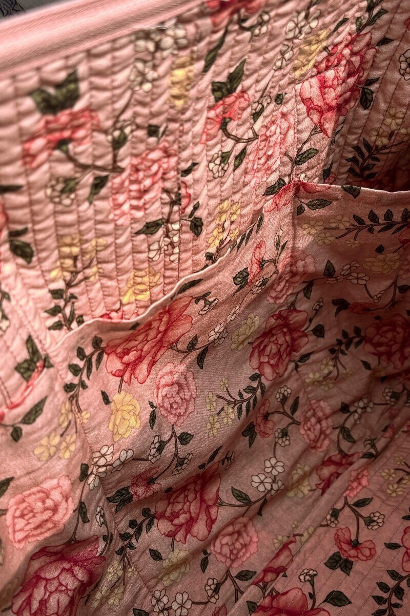 Pink Printed Cotton Holdall Bag