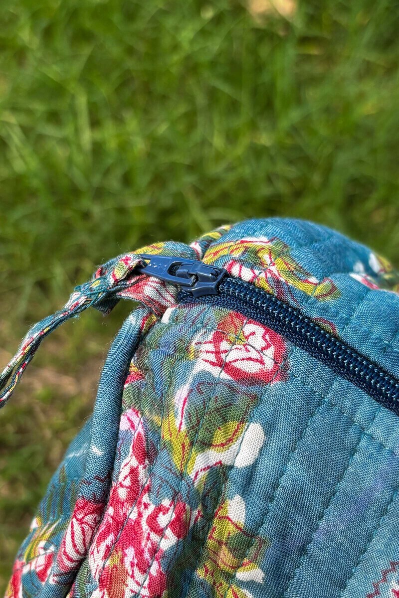 Blue Hand Block Printed Cotton Holdall Bag
